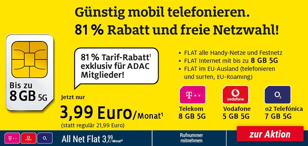 All Net Flat nur 3,99 €/Monat
